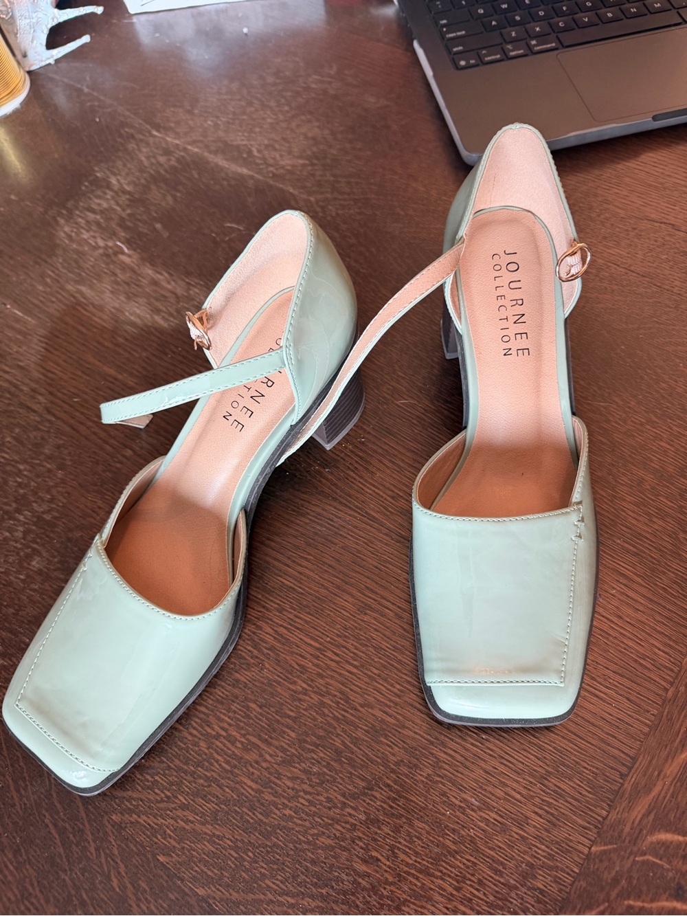 Journee Collection Mint Patent Mary Jane Block Heels - Picture 2 of 6